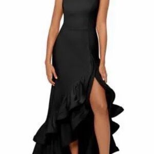 Betsy & Adam Elegant Black High Low Dress